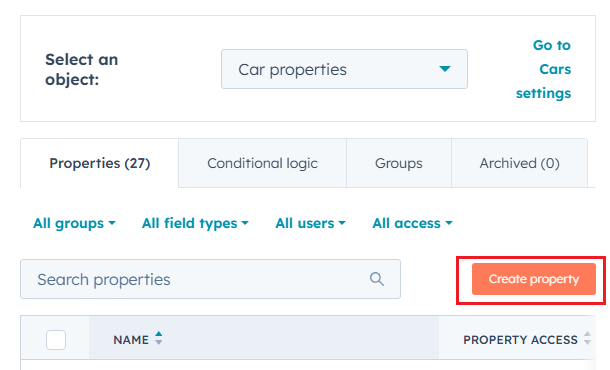 Create a new custom property